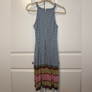 Maggy London Women’s US 8 Geo Print Sleeveless Keyhole Midi Dress